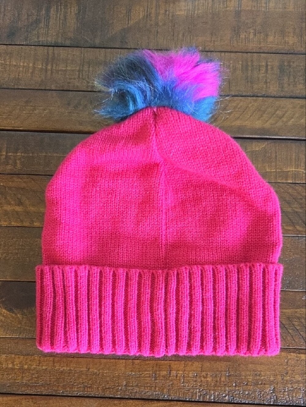 Betsey Johnson Pink Knit Beanie Multicolor Pom Pom - Picture 4 of 6
